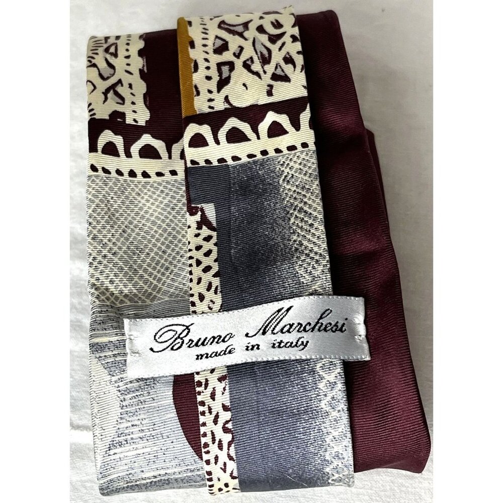 Bruno Marchesi 100% Silk Art Deco Men's Luxury Necktie Italian Vintage - Picture 2 of 8